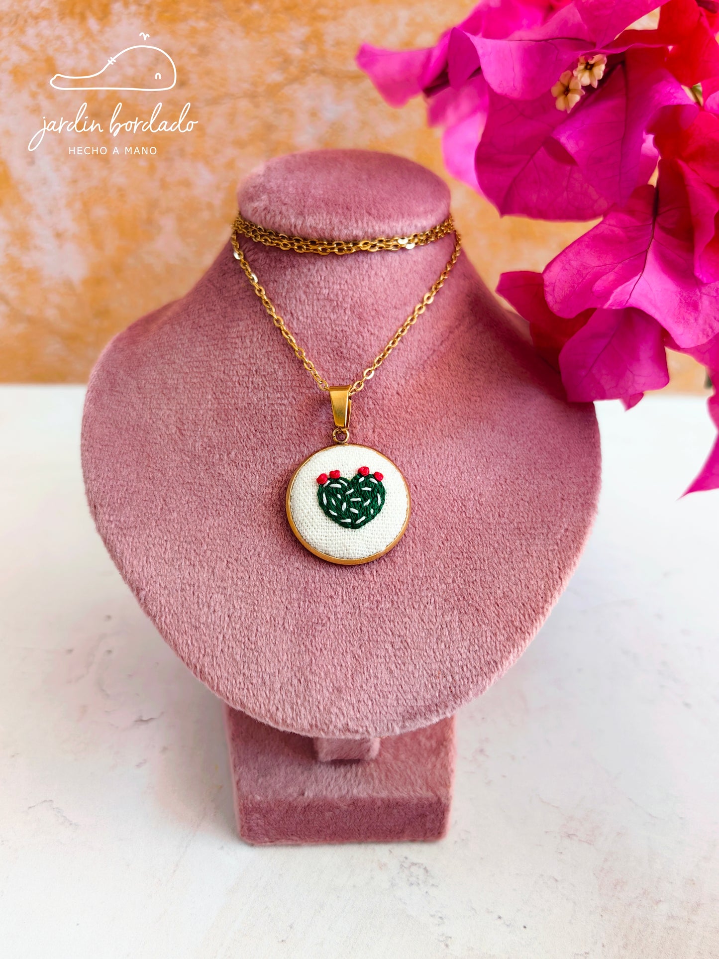 Mini collar corazón cactus