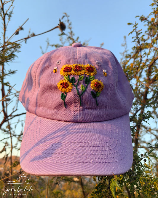 Gorra girasoles lila
