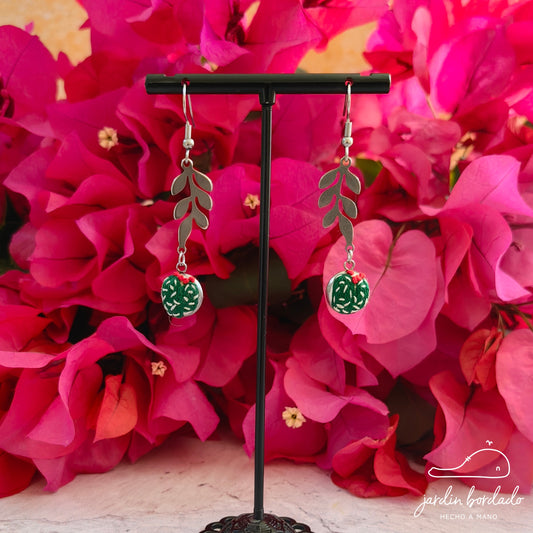 Aretes cactus hoja