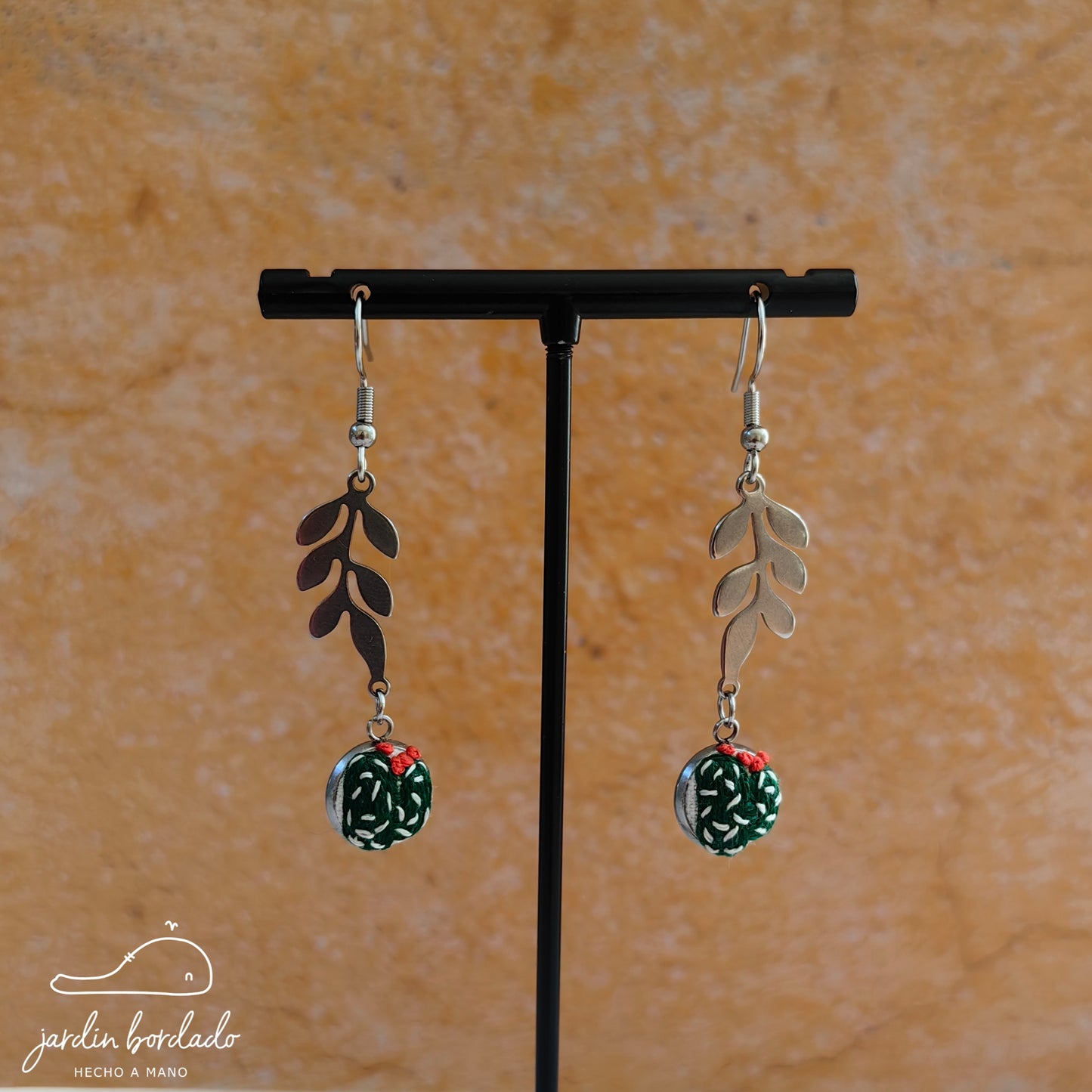 Aretes cactus hoja