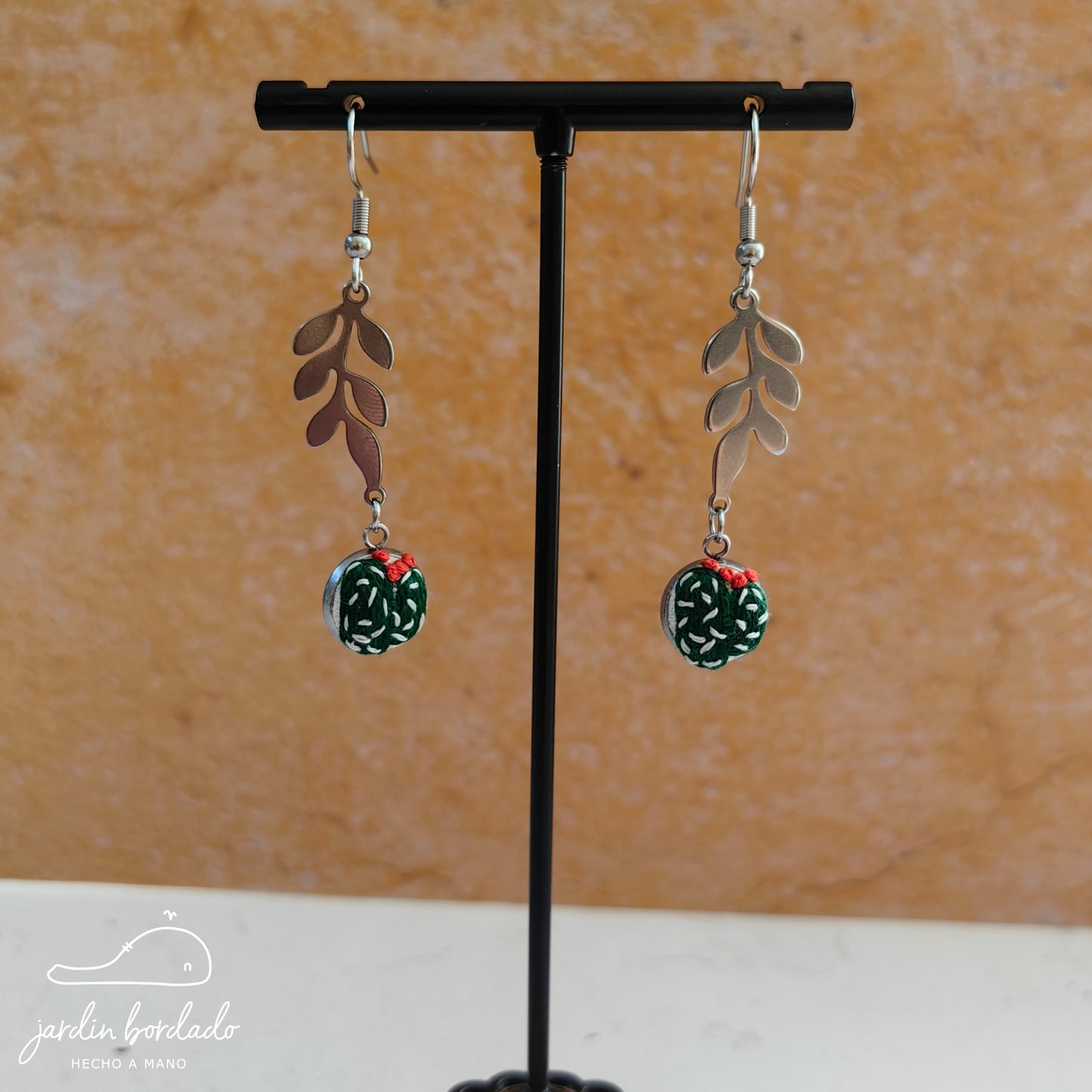 Aretes cactus hoja