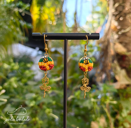 Aretes girasoles rosas